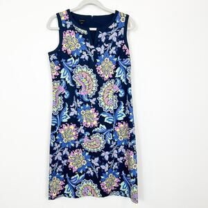 Talbots Paisley Shift Dress Sleeveless Navy Women's 8